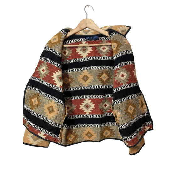 Jane Ashley Southwestern Tapestry Jacket Boho Vintage Tribal 90s Small - Picture 4 of 7